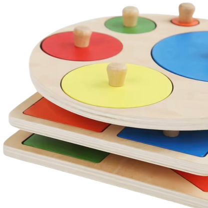 Montessori Baby Pussel – Träleksak för Färger och Formmatchning