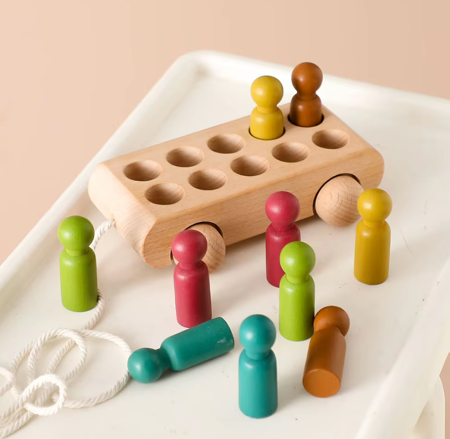 Wooden Car with Wooden figures